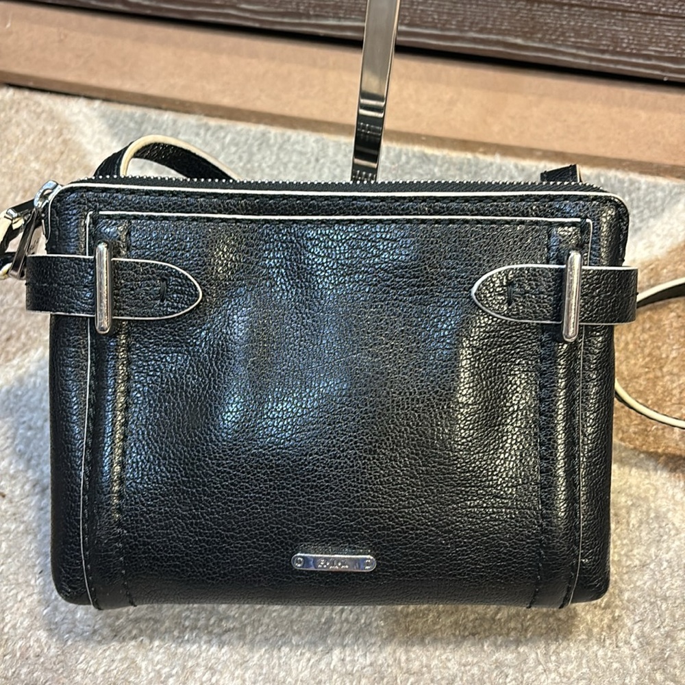 RALPH LAUREN Black with white Crossbody. long straps, multiple compartments